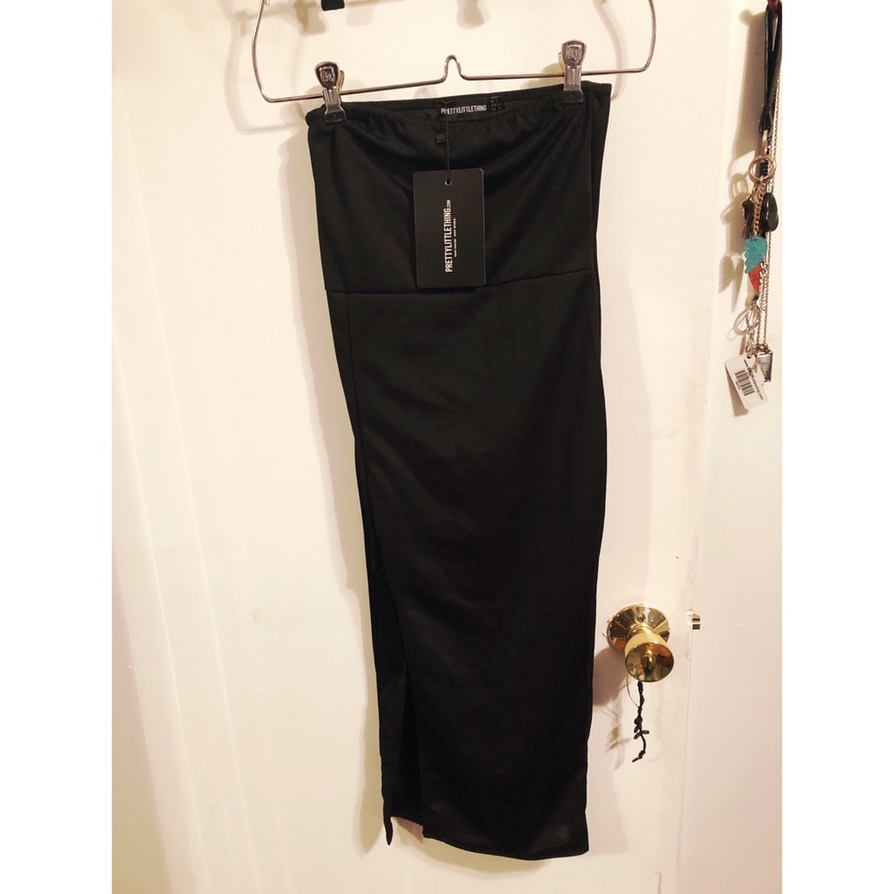 Pretty little thing black strapless dress w/ slit